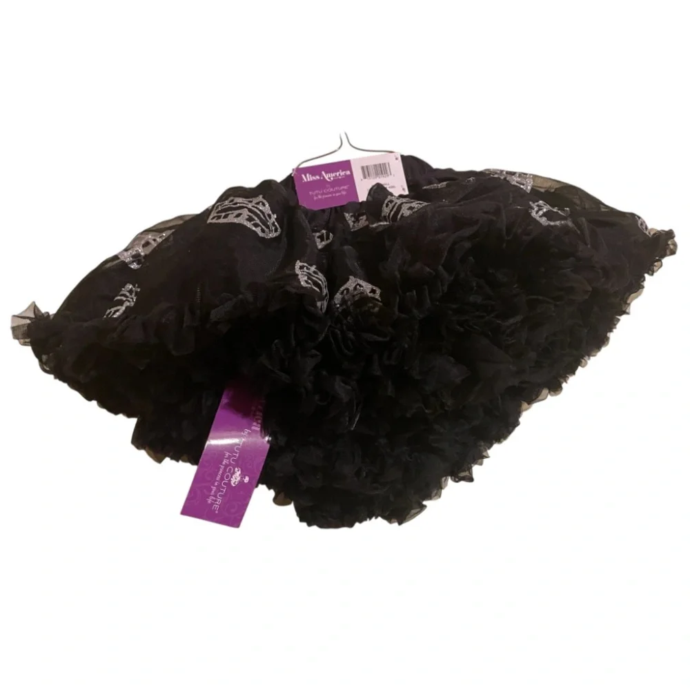 Black Tutu Petticoat with Silver Crowns